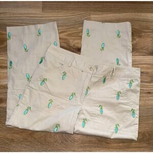 Lilly Pulitzer Vintage Putter Capri Pants Stretch Waist Khaki Golf Clubs - Sz 6
